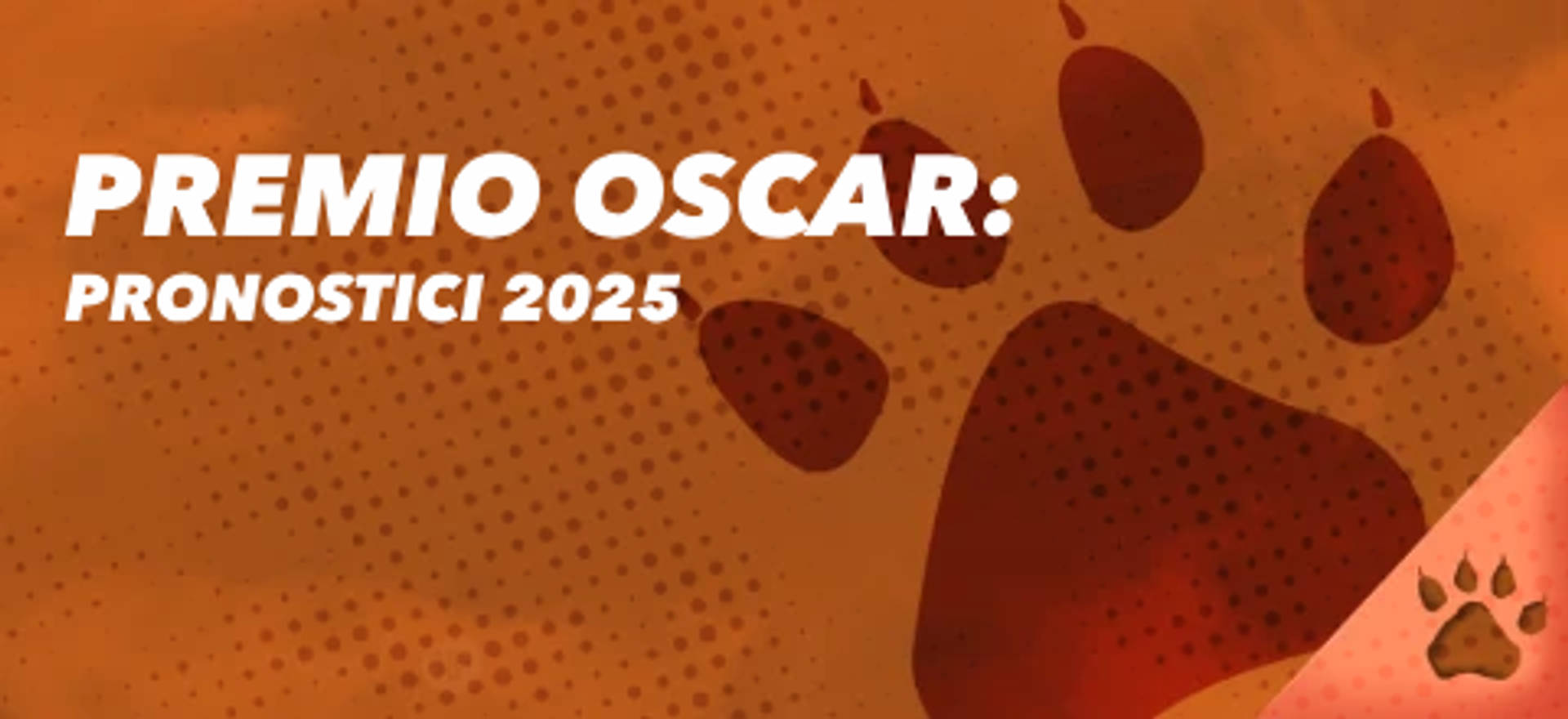 Leo Pronostico 2025 su sfondo arancione con impronte di zampe.
