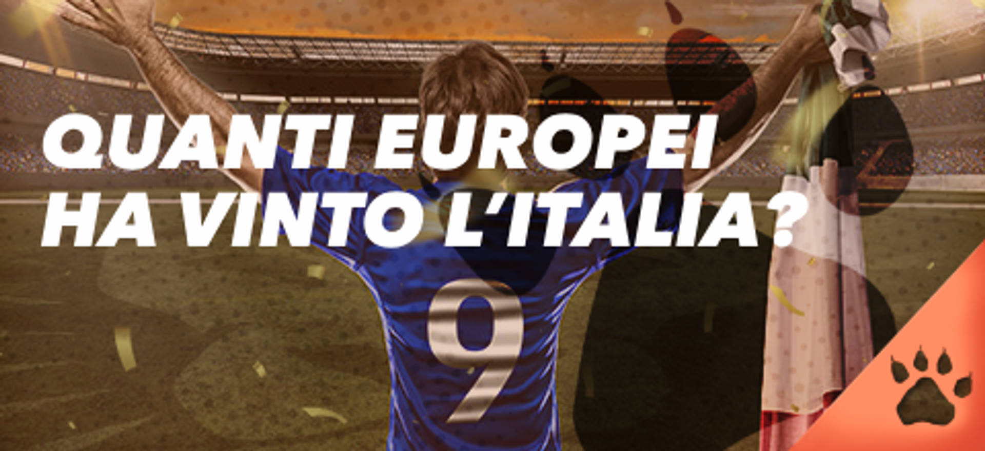 Quanti europei ha vinto l'Italia? Immagine di un giocatore di calcio che festeggia in uno stadio.