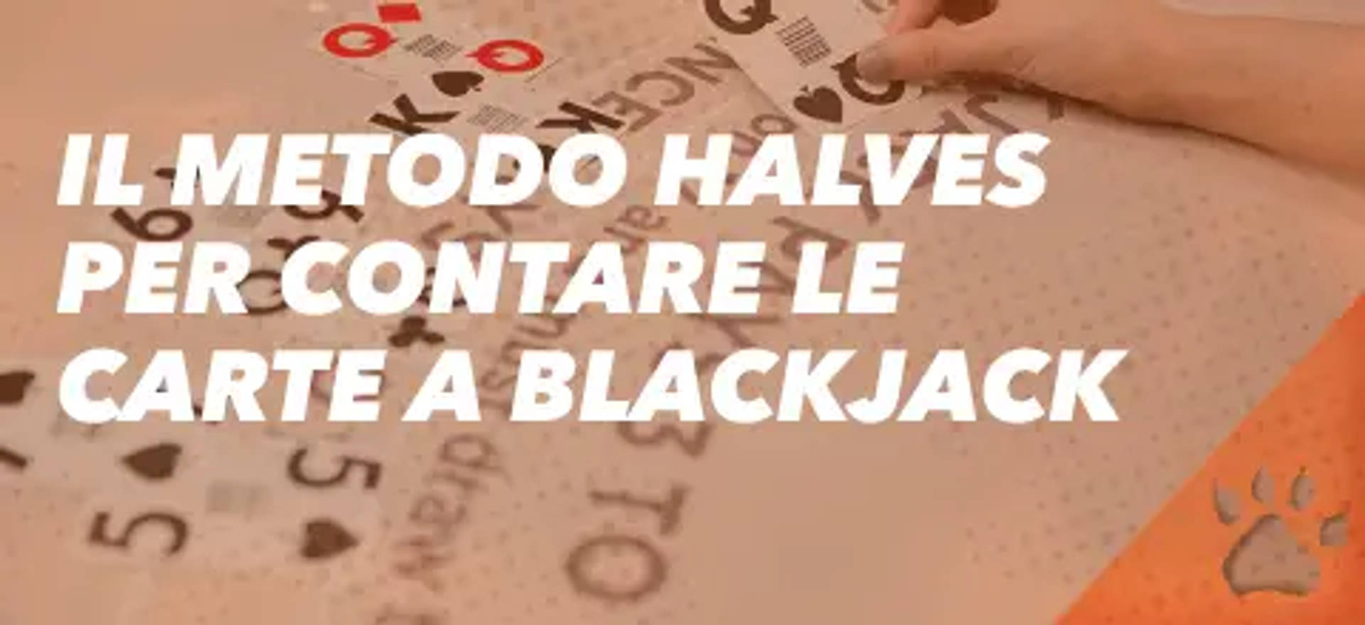 Carte da gioco con testo "IL METODO HALVES PER CONTARE LE CARTE A BLACKJACK".