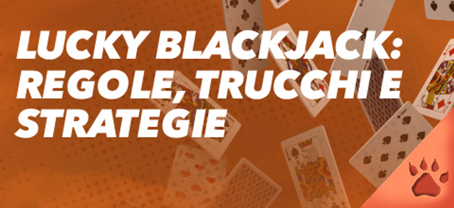 Regole, trucchi e strategie su sfondo arancione con carte da gioco.