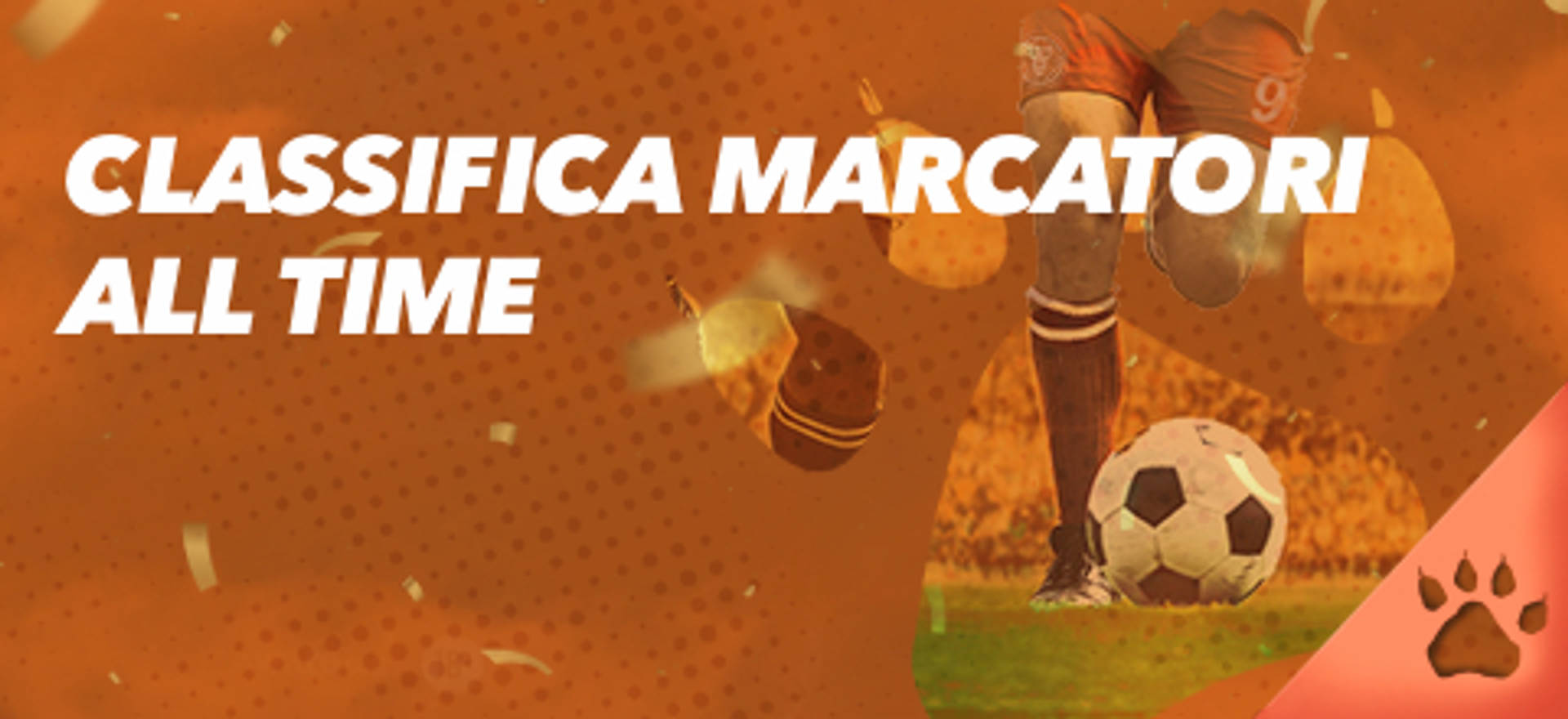 Classifica marcatori all time con pallone da calcio.