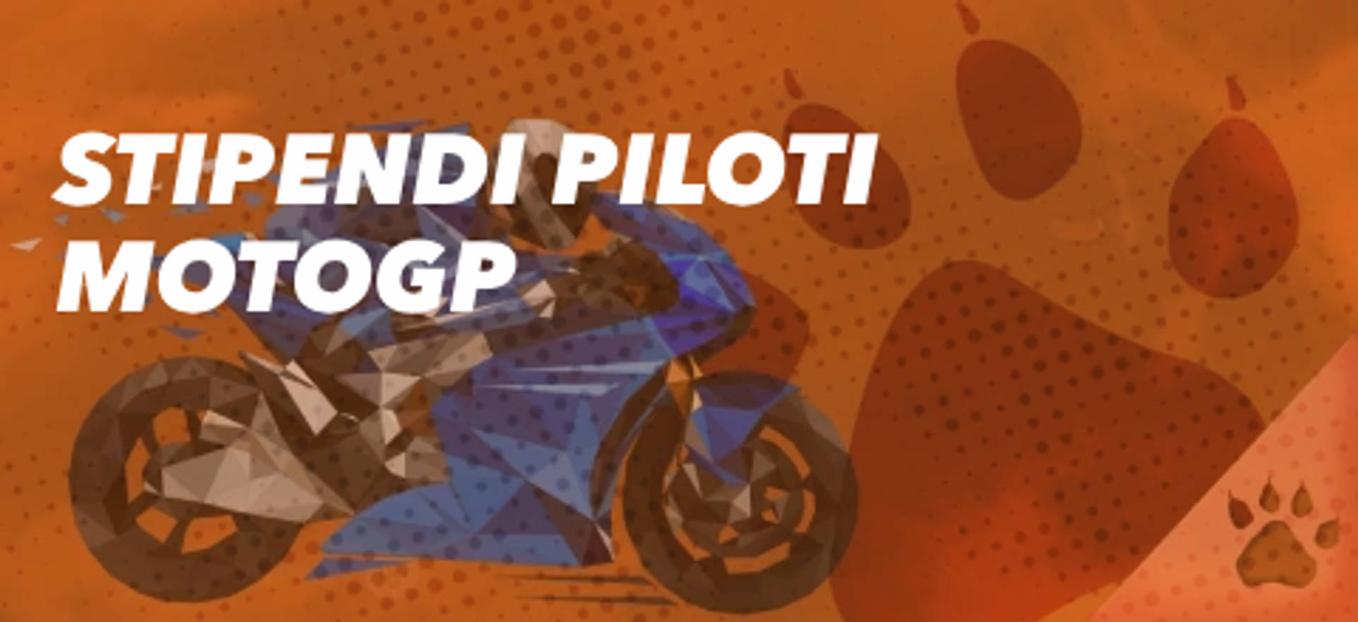 Stipendi Piloti MotoGP, grafica di una moto stilizzata su sfondo arancione.