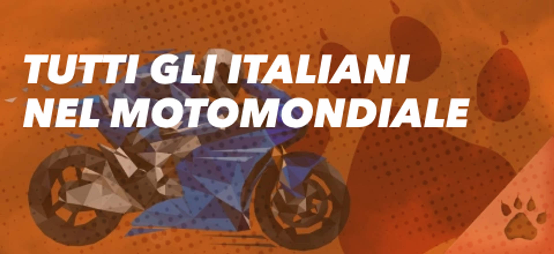 Tutti gli italiani nel motomondiale, grafica con moto stilizzata.