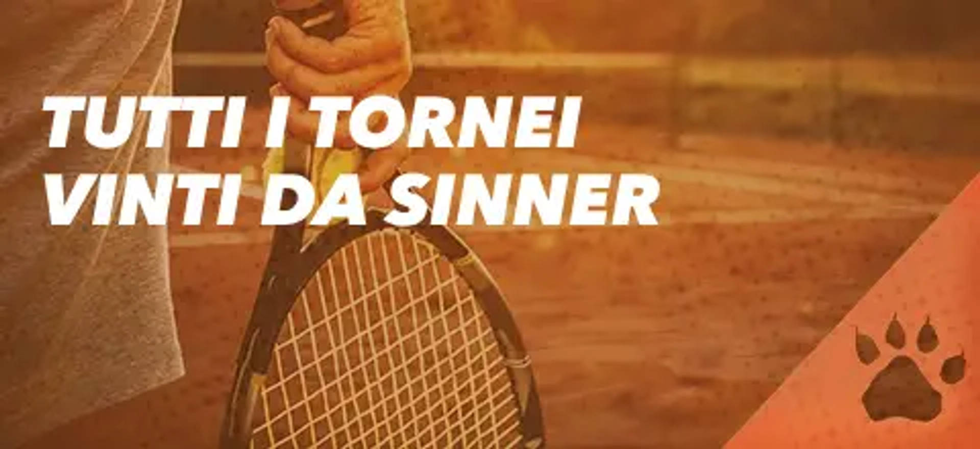 Tutti i tornei vinti da Sinner, con racchetta da tennis e logo.